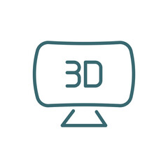 3d television icon. Thin line 3d television icon from cinema and theater collection. Outline vector isolated on white background. Editable 3d television symbol can be used web and mobile