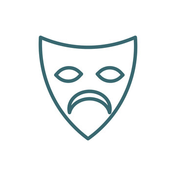sad mask icon. Thin line sad mask icon from cinema and theater collection. Outline vector isolated on white background. Editable sad mask symbol can be used web and mobile