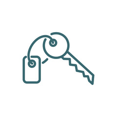 room key icon. Thin line room key icon from hotel and restaurant collection. Outline vector isolated on white background. Editable room key symbol can be used web and mobile