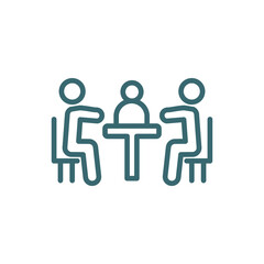 business meeting icon. Thin line business meeting icon from humans and behavior collection. Outline vector isolated on white background. Editable business meeting symbol can be used web and mobile