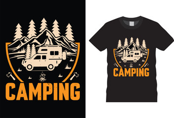 camping for life outdoor adventure  camping shirt design vector template, mountain travel adventure retro vintage style typography and vector t-shirt , tree, silhouette, camp, graphic, background,