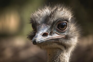 a close up of an ostrich's head. Generative AI