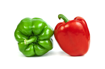 Plakat red green sweet bell pepper isolated on white background