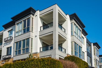 New residential townhouses. Modern apartment buildings in Canada. Modern complex of apartment buildings