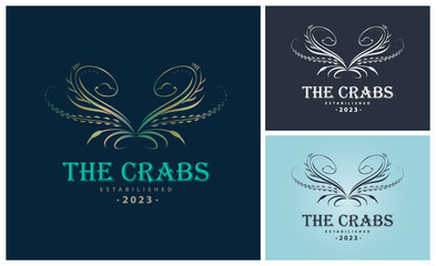 The Crabs calligraphy style luxury monogram logo template design for brand or company and other