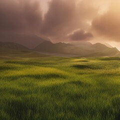 Obraz premium Mysterious realistic highly detailed grass Spring Landscape That Inspires Wanderlust with depth k quality