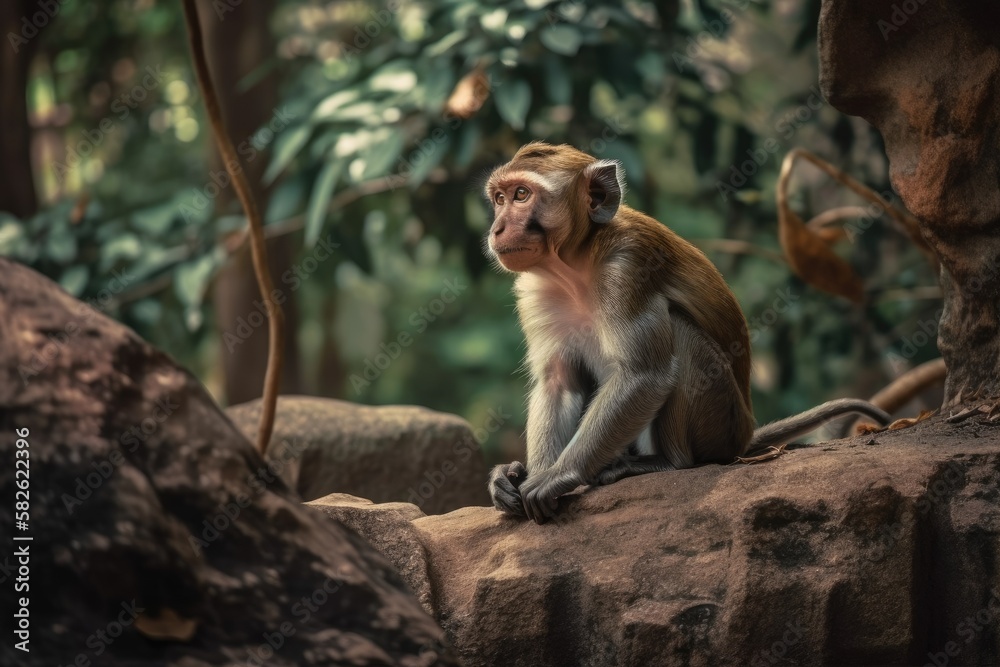 Wall mural Monkey. the notion of zoo animals. Generative AI