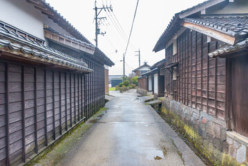 Obraz premium Street view of Tokorogo, Daisen Town, Important Preservation Districts for Groups of Traditional Buildings in Tottori Prefecture, Japan