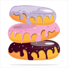 Sweet donuts with pink frosting. Vector illustration of the donut icon. Strawberry soft ice cream, an icon of conceptual food, isolated. Flat cartoon style, suitable for web landing page, banner.