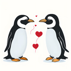 Obraz premium cute cartoon penguins in love