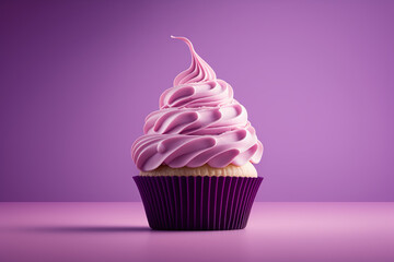 Cupcake, Fairy Cake On Purple Background, Generative Ai