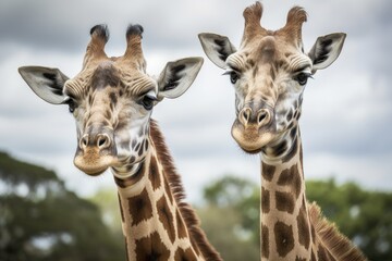 Obraz premium giraffes, two. Generative AI