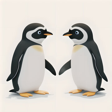 cute cartoon penguins in love