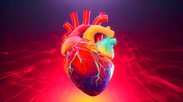 Heart cardiology on colorful background