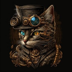 Cat robot suit steampunk style