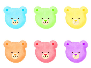 カラフルなクマのマカロンのセット　表情あり