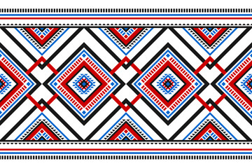 Carpet tribal pattern art. Geometric ethnic seamless pattern traditional. American, Mexican style. Design for background, wallpaper, illustration, fabric, clothing, carpet, textile, batik, embroidery.