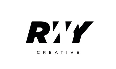 RWY letters negative space logo design. creative typography monogram vector	