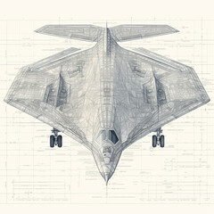 hand-drawn sketch illustration of a bomber jet,  design drawing, airforce, lines illustration, Generative AI