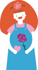 mother hold a carnation and a heart