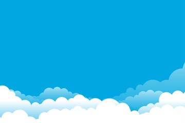 simple white cloud background design, empty blue sky illustration template vector