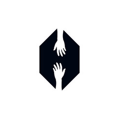creative helping hand logo forming the letter H