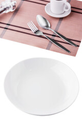 empty plate with fork and spoon isolated to PNG file - 582627987