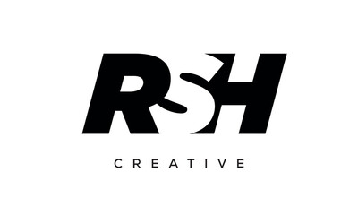 RSH letters negative space logo design. creative typography monogram vector	