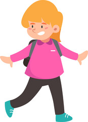 school girl student with school bag go to school