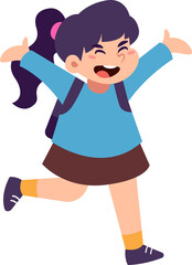 school girl student with school bag go to school