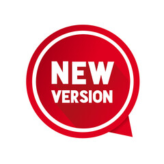 New version - banner, badge, speech bubble, sign, tag, icon. Modern style vector illustration.
