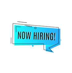 Now hiring banner. Help wanted advertising banner. Isolated Object. Vector illustration.
