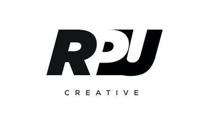 RPU letters negative space logo design. creative typography monogram vector	