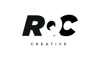 RQC letters negative space logo design. creative typography monogram vector	