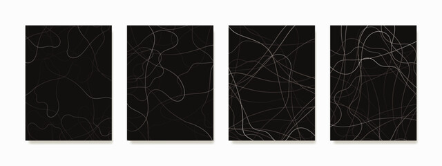Gradient abstract wall art of monochrome tangled lines. The intricate web of lines dances across the canvas, creating a vibrant and harmonious blend that adds depth and dimension to room decor.