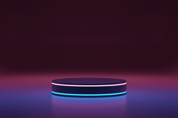 futuristic metaverse podium empty room product display presentation abstract technology sci-fi with neon light 3d background