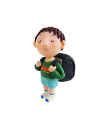 ランドセルをしょってドヤ顔の小学生男子左向き（粘土立体イラスト）