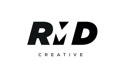 RMD letters negative space logo design. creative typography monogram vector	