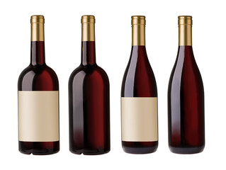 two  red wine bottles