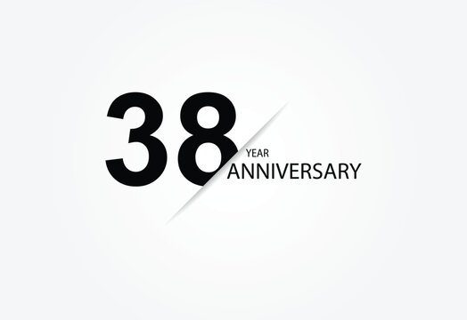38 years anniversary logo template isolated on white, black and white background. 38th anniversary logo.