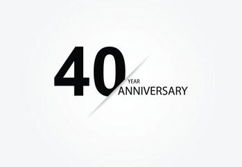 40 years anniversary logo template isolated on white, black and white background. 40th anniversary logo.