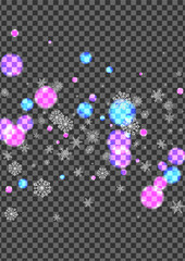 White Blur Background Transparent Vector. Bokeh Celebrate Texture. Silver Border. Purple Snowflakes Blizzard. Freeze Frame.