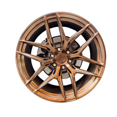 Car wheel alloy rims with brake pads isolated on white