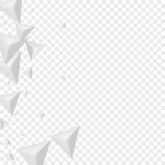 Grizzly Shard Background Transparent Vector. Fractal Elegant Design. Silver Geometry Tile. Triangle Geometric. Hoar Pyramid Texture.