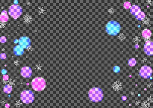 Purple Snow Background Transparent Vector. Flake Elegant Design. Silver Flyer. Bright Circle Light. Glow Texture.