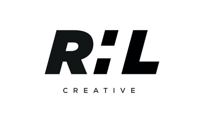 RHL letters negative space logo design. creative typography monogram vector	