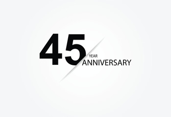45 years anniversary logo template isolated on white, black and white background. 45th anniversary logo.