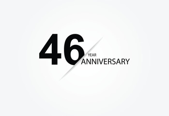 46 years anniversary logo template isolated on white, black and white background. 46th anniversary logo.