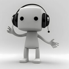 blank white character with black headphones internet support 