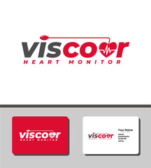 Simple and outstanding logo template design that illustrates heart icon and blood pressure pump for healthcare companies